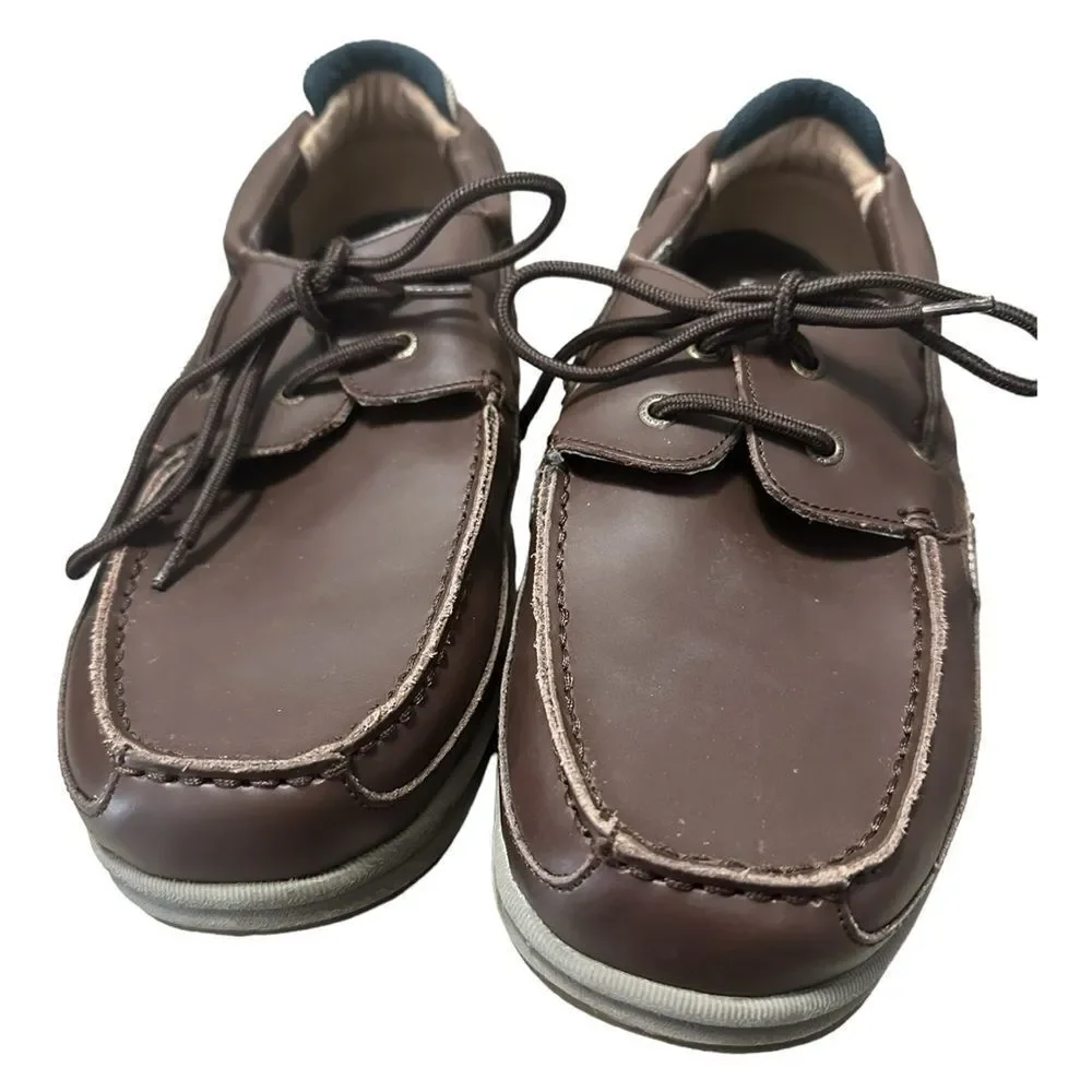 Ped-Lite Men's Neuropathy Boat Shoe - Oliver brown leather size 11.5M